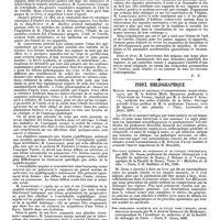 0026 - Page 22 - Bibliographie. Traité d'anatomie pathologique, par M. E. Lancereaux. Vol. III. 2e partie. - Paris, 1889. E. Lecrosnier et Babé. [C. S]. / Index bibliographique. Manuel technique et pratique d'anthropométrie cranio-céphalique, par M. le docteur Moriz Benedict, professeur à l'Université de Vienne, traduit par M. le docteur P. Kéraval, médecin des asiles d'aliénés de la Seine. Ouvrage précédé d'une préface de M. le professeur Charcot, avec 26 figures et une planche. - Paris, Lecrosnier et Babé, 1889. / Nouveaux éléments de pathologie et de clinique chirurgicale, par MM. Fr. Gross, professeur de clinique chirurgicale à la Faculté de médecine de Nancy, J. Rohmer et A. Vautrin, agrégés de la Faculté de Nancy, Tome Ier : Maladies de la tête. - Paris, J.-B. Baillière et fils, 1890. / Des opérations plastiques sur le palais chez l'enfant ; leurs résultats éloignés, par M. le docteur Ehrmann (de Mulhouse), correspondant de l'Académie de médecine et de la Société de chirurgie de Paris. - Paris, F. Alcan, 1889