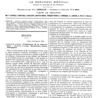 0041 - Page 37 - Sommaire. / Bulletin. Académie de médecine : Prophylaxie de la tuberculose. - Epidémie de grippe : Recherches microbiologiques