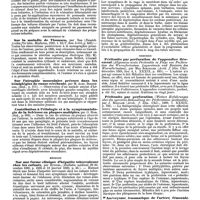 0063 - Page 59 - Revue des journaux. Dermatologie. Sur une nouvelle variété de balanite, par Cordier. / Neuropathologie. Sur la maladie de Thomsen, par Erb. / Sur l'atrophie musculaire précoce dans les hémiplégies de cause cérébrale, par M. Alex. Borghérini. / Contribution à l'étiologie et à la symptomatologie de la Sclérose en plaques multiples, par O. Buss. / Médecine. Sur une forme clinique d'hépatite tuberculeuse chez les enfants, par Hutinel. / Nouvelle contribution à la pathologie et à l'histopathologie de la rage humaine, par C. Schaffer. / Chirurgie. Péritonite par perforation de l'appendice iléocaecal (Allgemeine acute Peritonitis in Folge von Perforation des Wurmfortsatzes. Laparotomie und Excision dez Wurmfortsatzes), par Max Schueller. / Péritonite par perforation (Weitere Erfahrungen über die operative Behandlung der Perforations-peritonitis), par J. Mikulioz. / Anévrysme traumatique de l'artère fémorale. Ligature de l'artère au-dessus et au-dessous, etc. par Bax