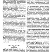 0086 - Page 82 - Travaux originaux. La désinfection d'une ville pestiférée au XVIIe siècle, par M. le Dr de Santi. (Fin). / Revue des journaux. Neuropathologie. De la superposition des troubles de la sensibilité et des spasmes de la face et du cou chez les bystériques, par Gilles de la Tourette. / Nerf pneumogastrique et angine de poitrine. (Nervus vagus und angina pectoris), par Obolensky. / Note sur la névrose traumatique (Bermerkungen über die traumatische Neurose), par Eisenlohr. / Trois cas de tabes dorsal traités par la suspension, qui provoqua la fièvre dans l'un d'eux. (Three cases of tabes dorsalis treated by suspension, in one of wice it induced pyrexia), par Halte White. / Un cas de syringomyélie et de dégénérensce spéciale des nerfs périphériques, combinés à des troubles trophiques (Acromégalie), par Holschewnikoff