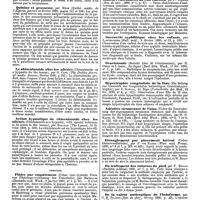 0122 - Page 118 - Revue des journaux. Thérapeutique. Injections intra-veineuses de quinine dans l'impaludisme (Le iniezioni intravenose dei sali di chinina nell'infezione malarica), par G. Baccelli. / Quinine et grossesse, par Merz. / Le chloralamide chez les aliénés (Chloralamide as a hypnotic for the insane), par G. Cope. / Action hypnotique du chloralamide chez les aliénés (Chloralamide as a hypnotic, with special reference to its action in the insane), par Strahan. / Chirurgie. Plaies par empalement (Ueber eine typische Form von Plahlungs-verletzung des Unterleibs), par Madelung. / Diagnostic des rétrécissements du rectum chez l'enfant, par A. Pfender. / Remarques cliniques et anatomiques sur deux tumeurs vasculaires du cuir chevelu, par F. Terrier. / Sarcocèle syphilitique chez les enfants, par Lannelongue. / Ovariotomie (Bericht über 50 Ovariotomien), par H. Omori et I. Ikeda du Japon. / Hypertrophie congénitale de la face (Ein Beitrag sur Casuistik der Congenitalen halbseitigen Gesichtsthypertrophie), par E. Kiwull, de Riga. / Adénites strumeuses de l'aine. (Ueber die Entwickelung der sogenannten strumosen Bubonen und die Indicationen für die frühzeitige Exstirpation derselben), par H. G. Llotz, de New-York. / Etranglement par pincement latéral (Ueber Darmwandbrüche), par F. von Kliegl. / Du traitement des entorses du pied, par P. Reclus. / De la valeur antiseptique de l'iodoforme, par C. B. Tilanus