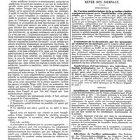 0134 - Page 130 - Travaux originaux. Traitement local des inflammations, par M. Desplats, ... (Leçons recueillis par M. Wacquez, interne du service.). (à suivre). / Revue des journaux. Thérapeutique. De l'action antithermique de la pyrodine étudiée comparativement avec l'antifébrine et la phénacétine, par P. Simon. / Traitement de la dysenterie par les lavements de bichlorure de mercure, par G. Lemoine. / Applications thérapeutiques des injections de liquide testiculaire, par A. Mairet. / Médecine. Insuffisance mitrale intermittente (Uber alternirende Mitralinsufficienz), par R. Geigel. / Affections de l'orifice pulmonaire (Zur Pathologie der Pulmonalartierenklappen, par Schwalbe