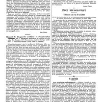 0136 - Page 132 - Bibliographie. L'automatisme psychologique. Essai de psychologie expérimentale sur les formes inférieures de l'activité humaine, par Pierre Janet, ... 1 vol. in 8° de la Bibliothèque de philosophie contemporaine. Paris, 1889, Félix Alcan, édit. [Ant. Ritti]. / Manuel de diagnostic médical et d'exploration clinique, par P. Spillmann, ..., et P. Haushalter, ... - Deuxième édition. Paris, 1890. G. Masson. [André Pétit]. / Index bibliographique. Thèses de la Faculté. De la prostatotomie et de la prostatectomie et en particulier de leurs indications, par vignard (12 mars 1890). / Variétés. Les syndicats professionnels. / Nécrologie