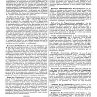 0158 - Page 154 - Revue des journaux. Médecine. Insuffisance du coeur et avortement (Cardiac insufficiency in its relation to abortion), par M. Handfield-Jones. / Lésions de la gorge dans la lèpre (The lesions of the throat in leprosy), par J. Hillis. / Examen médical dans les cas d'assurance sur la vie (On the medical selection of lives for assurance), par A. Foot. / Mort par l'électricité (Death from electrical currents), par E. Tatum. / Chirurgie. Luxations congénitales de la hanche (On the successfull treatment of cases of congenital displacement of the hip-joint by complete recumbercy with extension for two years), par W. Adams. / Massage abdominal dans la constipation (On the utility of massage in the treatment of discase of some of the abdominal organs), par Thomas. / Rétraction de l'aponévrose palmaire (On the treatment of Dupuytren contraction of the palmar fascia), par J. Macready. / Cécité subite consécutive à un traumatisme de la région occipitale, par L. Dommartin. / Péritonite stercorale, guérison (A case of foecal extravasation into the peritoneal cavity ; thorough washing of the peritoneum, recovery), par H. Cripps. / Pleurésie purulente droite chez un enfant de trois ans et six mois ; opération de l'empyème, guérison, par Rabot. / Chancre de la Conjonctive (Primary chancre of the conjuctival), par F. W. Marlow. / Rupture de la vessie (Rupture of the bladder, a case with mistake in the diagnosis), par J. Bryant