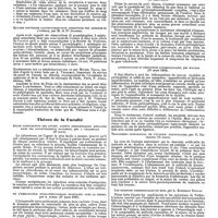 0184 - Page 180 - Bibliographie. Index bibliographique. Recherches sur la circulation capillaire, par F. X. de Faria (A circulacao capillar. o equilibrio de tensao de vapores. Una descoberta de physiologia. Cartas publicadas no jornal : a India Portugueza). Novagoa 1889, in-8°. / Quatre nouvelles laparotomies pour affections des annexes de l'utérus, par M. le Dr Jeannel. / Expérience sur la régéneration des os par Michel Troja, Traduit d'après le texte latin par A. Véndremes, inspecteur du service de santé de l'armée en retraite, correspondant de l'Académie de médecine et de la société de chirurgie de Paris. Paris, F. Alcan, éditeur, 1890. / Thèses de la Faculté. Étude comparative des divers agents anesthésiques employés dans les accouchements naturels, par J. Chaigneau (27 mars). / De l'hématocèle intra-péritonéale spontanée chez la femme, par E. Surer (27 mars 1890). / Du traitement chirurgical des pyonéphroses, par E. Bureau (26 mars 1890). / Appendiculite et péritonite appendiculaire, par maurin (19 mars 1890). / Traitement chirurgical de l'ectopie testiculaire, par C. Duchesne (19 mars). / Les incisions chirurgicales du rein, par A. Robineau Duclos