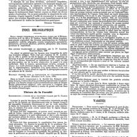 0220 - Page 216 - Bibliographie. Dyspepsie et catarrhe gastrique ; thérapeutique des maladies des voies digestives, par Coutaret (de Roanne). Un volume de 1200 pages. G. Masson, éditeur, Paris, 1890. [Georges Thibierge]. / Index bibliographique. Sulla febbre puerperale, studi teorico, clinici, par A. Rubino, (brochure in-8° de 190 p. E. Detken, Naples 1889). / Des lipomes transformés ou dégénérés, par le Dr Lardier, Rambervilliers, 1889. / Nouveau procédé pour la préparation de l'oxyhémoglobine, par Mayet (Brochure in-8°, Lyon, 1890). / Thèses de la Faculté. Contribution à l'étude de la colotomie iliaque, par G. Clarot (30 avril 1890). / De la pérityphlite chez les enfants, par E. Beynes (30 avril 1890). / Contribution à l'étude du foie dans la fièvre typhoïde par Legry (mars 1890). / Variétés. Nécrologie. / Légion d'honneur. / Bureau central des hôpitaux. / Policlynique de Paris