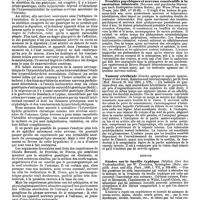 0396 - Page 390 - Travaux originaux. Note sur l'étiologie et la pathogénie de l'hyperchlorydrie primitive, par le Dr A.-B. Marfan, ... / Revue des journaux. Neuropathologie. Troubles psychiques et nerveux consécutifs à la castration bilatérale (Nervoese und psychische Stoerungen nach Exstirpation beiden Hoden), par Weiss. / Tumeur cérébrale (Couche optique et capsule interne, Tumor of the brain, thalamus and internal capsule), par R. Edes. / Médecine. Études sur la bacille typhique (Stüdien, über den Typhusbacillus), par W. Cygnaeus