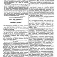 0423 - Page 417 - Bibliographie. Traité d'hygiène publique et privée, par le Dr J. Rosenthal (d'Erlangen), traduction du Dr Lavrand (de Lille). - Bruxelles, Monceaux, 1890. [A.-J. Martin]. / Index bibliographique. Thèses des Facultés. Paris. Des complications non cancéreuses de l'appareil pulmonaire dans le cancer de l'estomac, par O. Pierre. / Contribution à l'étude de la forme nerveuse de la grippe, par Brionne. / Des myopathies dans la sclérodermie, par G. Robert. / Des idées de persécution dans l'alcoolisme, par Dourisboure. / Bordeaux. De la vomique pleurale considérée comme terminaison favorable de la pleurésie purulente de la grande cavité pleurale, par M. Borde [P.]