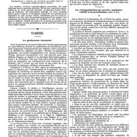 0434 - Page 428 - Bibliographie. Thèses des Facultés. Paris. De la folie d'origine cardiaque, ou des troubles psychiques consécutifs aux maladies du coeur, par Fauconneau. / Contribution à l'étude des troubles oculaires dans la paralysie générale, par A. Marie. / Variétés. Le professeur Gavarret. / La réorganisation du service sanitaire relatif à la prostitution (suite et fin)