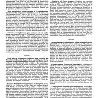 0494 - Page 488 - Revue des journaux. Neuropathologie. Choc nerveux local et hystéro-traumatisme, par Paul Sérieux. / Des paralysies consécutives à l'empoisonnement par la vapeur de charbon, par P. Boulloche. / Sur une complicaion peu connue de la sciatique, par Georges Guinon et Parmentier. / Médecine. Note sur la fréquence relative des teignes en Meurthe-et-Moselle d'après les statistiques de la maison départementale de secours, par Simon. / Un cas d'empoisonnement par la fougère mâle (Ein Fall von Vergiftung mit Filix mas), par Schlier. / Oxalurie et états nerveux (Oxalurie und nervoese Zustaende), par Neidert. / Chirurgie. Deux fractures spontanées chez un paralytique général, par R. Froelich. / Uterus septus. Grossesse gemellaire. (Schwan gerschaft in beiden Uteris bei Duplicitaet der Genitalien, Utérus septus duplex et Vagina duplex) par Althen. / Tuberculose linguale par inoculation secondaire, par J. Toison