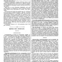 0506 - Page 500 - Travaux originaux. Comment la terre devient tétanigène par M. le professeur Verneuil. / Revue des journaux. Neuropathologie. Contribution à l'étude de l'hystérie sénile, par M. de Fleury. / Anatomie pathologie de la commotion de la moelle (Zur pathologischen Anatomie der Rückenmarkserschütterung), par Schmaus. / Des altérations des nerfs périphériques chez les diabétiques, par Auché. / Un cas de maladie de Thomsen (Remarks on Thomsen's disease with report of a case), par N. Moyer. / Sur la chorée (On chorea), par Jenkins. / Médecine. Recherches expérimentales sur la toxicité de l'urine pendant la grossesse, par Laulanié et Chambrelent. / Peptonurie dans un cas de leucémie splénique (Peptonurie bei einen Fall von lienaler Leukaemie), par A. Koettnitz