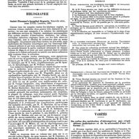0543 - Page 537 - Revue des journaux. Chirurgie. Calculs vésicaux (Litholapaxy in male Childrens and boys) par D. F. Keegan. / Bibliographie. Saint-Thomas's hospital Reports. Nouvelle série, tome XVIII. Londres, 1890. [Georges Thibierge]. / Index bibliographique. Thèses des Facultés. Bordeaux. Etude comparative des différents traitements du prolapsus urérin, par le Dr Vaton, 1890. / Montpellier. De la pleurésie purulente. Etiologie et nature. Traitement pour la pleurotomie antiseptique. Indications et contre-indications des lavages, par J. Guy. / Lyon. Contribution à l'étude des fractures de l'humérus et de leur traitement par la gouttièee platrée, par le Dr Victor Bouchet, 1890. / Variétés. De refus des médecins d'obtempérer aux réquisitions judiciaires et de la nécessité d'une réforme