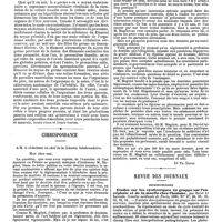 0554 - Page 548 - Travaux originaux. La fécondation et l'hérédité, telles qu'on doit les comprendre d'après les derniers travaux, par Ch. Debierre, ... / Correspondance. [Dr Th. David]. / Revue des journaux. Neuropathologie. Etudes sur les cysticerques en grappe sur l'encéphale et de la moelle chez l'homme, par Bitot et Sabazès. / Traitement des attaques de convulsions hystériques, par Pitres