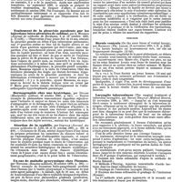 0603 - Page 597 - Revue des journaux. Neuropathologie. De l'ophthalmoplégie nucléaire et ses complications (Zur Lehre von den nuclearen Augenmuskellaehmung und ihren Complicationen) ; par M. Bernhardt. / Médecine. Traitement de la pleurésie purulente par les injections intra-pleurales de sublimé, par A. Moussous. / Dermographie chez une hystérique, par Ducamp. / Abortion de la syphilis, par Derville. / Un cas de maladie pyocyanique chez l'homme par Oettinger. / Le Service de la vaccination devant le conseil général des Vosges, par Lardier. / Chirurgie. Hernie ventrale (On the rarer forms of ventral hernia), par Macready. / Laryngite tuberculeuse (The surgical treatment of tubercular laryngitis), par Bryson Delavan