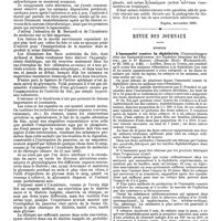 0613 - Page 607 - Travaux originaux. Extirpation expérimentale du pancréas. Ses effets sur la digestion et l'économie générale, par le professeur Nicolas de Dominicis. / Revue des journaux. Médecine. L'immunité contre la diphthérie (Untersuchungen über das Zustandekommen der Diphtérie Imunitaet bei Thieren), par le Dr Behring