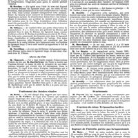 0670 - Page 18 - Mercr. méd. Sociétés savantes. Société de chirurgie. Séance du 8 janvier 1890. Fibromes du ligament large. / Abcès du foie. / Traitement des fistules rénales. / Ovariotomie. / Fracture du crâne, Trépanation tardive. / Rupture de l'intestin guérie par la laparotomie