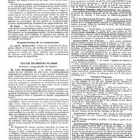0688 - Page 36 - Mercr. méd. Étranger. Autriche. Société império-royale des médecins de Vienne. Séance du 17 janvier 1890. Chancres extra-génitaux. / Régularisation de la température. / Collège des médecins de Vienne. Sténose congénitale de l'aorte. / Variétés. Dons aux hôpitaux de Paris. / Association française pour l'avancement des sciences. / Trichinose. / Responsabilité des médecins. / Le choléra en Perse. / Concours d'Internat. / Conférences d'Internat. / Concours pour l'internat de l'asile de Vincennes