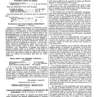 0689 - A - Mercr. méd. E715Formulaire thérapeutique. Formules contre la grippe. / Traitement des hémorrhoïdes idiopatiques externes. - (Vincent). / Sirop contre les maladies cutanées. - (Augagneur). / Thérapeutique médicale. Comment il faut administrer le bromure de potassium. Par M. le docteur W. Petit