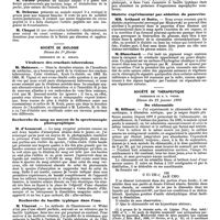 0710 - Page 54 - Mercr. méd. Sociétés savantes. Société de chirurgie. Séance du 29 janvier 1890. Présentations de malades. / Société de biologie. Séance du 1er février. Virulence des crachats tuberculeux. / Recherche du sang au moyen de la spectroscopie photographique. / Recherche du bacille typhique dans l'eau. / Diabète expérimental par ablation du pancréas. / Société de thérapeutique. Séance du 22 janvier 1890. Du chloramide