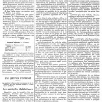 0718 - Page B - Mercr. méd. Suppl. thérap. Thérapeutique médicale. Neurasthénie gastrique (Dr Dujardin-Beaumetz). / Sédatif utérin. - (Chéron). / Une question d'internat. Les paralysies diphthériques