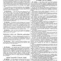 0728 - Page 68 - Mercr. méd. Sociétés savantes. Société de chirurgie. Séance du 5 février 1890. Colotomie iliaque en deux temps. / Hydarthose traitée par l'injection antiseptique. / Fistule trachéale. / Lipome congénital à marche rapide. / Société médicale des hôpitaux. Séance du 7 février. La grippe chez les enfants
