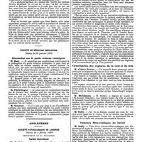 0731 - Page 71 - Mercr. méd. Allemagne. Société de médecine interne. Séance du 3 février 1890. Hôpitaux spéciaux pour les phthisiques. / Société de médecine Berlinoise. Séance du 29 janvier 1890. Discussion sur le pouls veineux centripète. / Angleterre. Société pathologique de Londres. Séance du 4 février 1890. Sable intestinal. / Cicatrisation des ruptures de la rate et du rein. / Tumeurs fibro-cystique du bassin