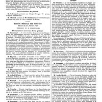 0756 - Page 92 - Mercr. méd. Sociétés savantes. Société de chirurgie. Séance du 19 février 1890. Curettage pour l'endométrite. / Présentation de pièces. / Société médicale des hôpitaux. Séance du 21 février 1890. Phénomènes nerveux de la grippe. / Contribution à l'étude clinique de l'épidémie de grippe