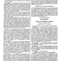 0758 - Page 94 - Mercr. méd. Étranger. Allemagne. Société de médecine berlinoise. Séance du 12 février 1890. Discussion sur la grossesse extra-utérine. / Néphro-lithotomie. / Autopsie de névrose traumatique. / Angleterre. Société pathologique de Londres. Séance du 18 février 1890. Compression de la moelle dans le mal de Pott. / Anévrysme et sarcome du creux poplité