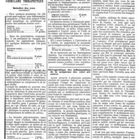 0761 - A - Mercr. méd. Suppl. thérap. Formulaire thérapeutique. Maladies des yeux (Trousseau). / Thérapeutique des inflammations de la muqueuse des voies urinaires