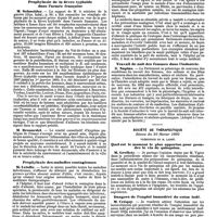 0772 - Page 104 - Mercr. méd. Sociétés savantes. Société de médecine publique et d'hygiène professionnelle. Séance du 26 février 1890. Prophylaxie de la fièvre typhoïde dans l'armée française. / Prophylaxie des maladies contagieuses. / Travail de nuit des femmes dans l'industrie. / Société de thérapeutique. Séance du 26 février 1890. Quel est le moment le plus opportun pour prendre le vin de quinquina. / Dangers de l'emploi immodéré du coton iodé