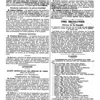 0776 - Page 108 - Mercr. méd. Étranger. Angleterre. Société médicale de Londres. Séance du 24 février 1890. Uréthrite granuleuse. / Paralysie radiculaire du plexus brachial. / Paralysie saturnine. / Autriche. Société império-royale des médecin de Vienne. Séance du 28 février. Complications de l'influenza. / Index bilbiographique. Thèses de la Faculté. De quelques points relatifs aux récidives et aux généralisations du cancer du sein chez la femme, par H. Rieffel 27 février 1890. / Variétés. Commissions des prix de l'Académie pour 1890. / Prix de l'hygiène de l'Enfance