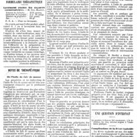 0789 - A - Mercr. méd. Suppl. thérap. Formulaire thérapeutique. Lavement contre les oxyures vermiculaires. / Notes de thérapeutique. De l'huile de foie de morue [l'Ouchardat]. / Une question d'internat. Complications de la fièvre typhoïde