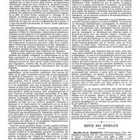 0807 - Page 135 - Mercr. méd. Neuropathologie. Pronostic et traitement de l'hémiplégie par M. Charlton Bastian. / Revue des journaux. Bacile de la diphthérie (Untersuchungen über den Diphtheriebacillus und die experimentelle Diphtherie), par V. Babes