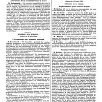 0810 - Page 138 - Mercr. méd. Sociétés savantes. Société de biologie. Séance du 22 mars 1890. Altérations de la sensibilité dans la lèpre. / Académie des sciences. Séance du 24 mars 1890. Vaccinations par produits solubles. / Société de chirurgie. Séance du 19 mars 1890. Néphrectomie pour cancer du rein. / Laryngectomie pour cancer