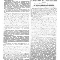 0822 - Page 146 - Mercr. méd. Clinique médicale. Hôpital Broussais. - M. Barth. Hémoglobinurie paroxystique ou a frigore. / Clinique des maladies mentales. Hôpital du Val-de-Grâce. - M. Bublureaux. Sur un cas de délire hystéro-alcoolique (Leçon recueillie par M. le Dr Lespinasse, médecin stagiaire)
