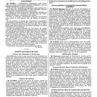 0841 - Page 165 - Mercr. méd. Sociétés savantes. Société d'ophthalmologie. Séance du 1er avril 1890. Remarques sur l'acuité visuelle et le strabisme chez les hypermétropes. / Pathogénie et nouveau traitement de l'ophthalmie sympathique [H. Nimier]. / Société anatomique de Paris. Cancer de l'intestin et de la rate. / Cancer du larynx. / Porencéphalle et hémiplégie spasmodique infantile. / Difformité faciale. / Lésions du foie dans l'entérite infectieuse. / Lésions du foie dans la septicémie puerpérale