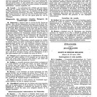 0842 - Page 166 - Mercr. méd. Sociétés savantes. Société anatomique de Paris. Lésions du foie dans la septicémie puerpérale. Diagnostic des tumeurs rénales. Dangers de l'endoscopie vésicale. Rétrécissements tuberculeux de l'intestin. Luxation du coude. Étranger. Allemagne. Société de médecine Berlinoise. Séance du 26 mars 1890. Entéroptose et rein mobile