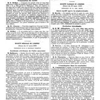 0844 - Page 168 - Mercr. méd. Étranger. Angleterre. Société pathologique de Londres. Séance du 1er avril 1890. Macroglossie. / Trépanation du rachis. / Société médicale de Londres. Séance du 31 mars 1890. Accidents cérébraux de l'otite moyenne. / Anémie pernicieuse. / Société clinique de Londres. Séance du 28 mars 1890. Abcès tardif après la néphrectomie. / Occlusion intestinale. / L'eucalyptus dans la scarlatine