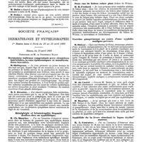 0855 - Page 175 - Mercr. méd. Dix-neuvième congrès de la société allemande de chirurgie. Tenu à Berlin du 9 au 12 avril 1890. Hydronéphroses et Pyonéphroses. (A suivre) / Société française de dermatologie et syphiligraphie. 1re Session tenu à Paris du 10 au 12 avril 1890. Séance, du 10 avril 1890. Dermatose bulleuse congénitale avec cicatrices indélébiles, kystes épidermiques et manifestations buccales. / Hémiplégie et hémiatrophie linguale droites chez un syphilitique. / Deux cas de lichen ruber plan (lichen de Wilson). / Vaccine gangréneuse au cours d'une syphilis maligne précoce. / Syphilide de la lèvre simulant le lupus érythé mateux