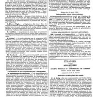 0885 - Page 205 - Mercr. méd. Sociétés savantes. Société de thérapeutique. Séance du 23 avril 1890. Hyperchlorhydrie à forme pseudo-gastralgique et son traitement. / Traitement de la coqueluche par l'antipyrine. / Académie des sciences. Séance du 21 avril 1890. Sur la nutrition dans l'hystérie. / Séance du 28 avril 1890. Endocardite aiguë tuberculeuse. / Action microbicide du courant galvanique. / Étranger. Angleterre. Société médicale et chirurgicale de Londres. Séance du 22 avril 1890. Salicine et salicylate de soude