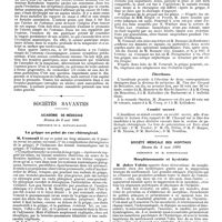 0897 - Page 213 - Mercr. méd. Revue des journaux. Complications rares de l'ulcère rond de l'estomac (Ueber seltenere Complicationen des runden Magengeschwürs, par Rosenheim. / Sociétés savantes. Académie de médecine. Séance du 6 mai 1890. La grippe au point de vue chirurgical. / Élections. / Comité secret. / Société médicale des hôpitaux. Séance du 2 mai 1890. Morphinomanie et hystérie