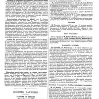 0908 - Page 224 - Mercr. méd. Revue des journaux. Vaccine obligatoire et vaccine animale, par D. Goldschmidt. / Emploi de la plume métallique individuelle dans l'opération de la vaccination, par H. Maréchal. / Intoxication phosphorée aiguë, par F. Arnaud. / Action du massage (Beitrag zur Kenntniss der Massagewirking) par Kappeler. / Digestion gastrique dans le cours des affections rénales (Die Magenverdauung bei Nierenentzündung), par E. Biernacki. / Sociétés savantes. Académie de médecine. Séance du 13 mai 1890. Election. / Eaux minérales. / Anomalie génitale. / Incision évacuatrice de l'intestin dans l'occlusion
