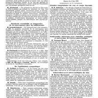 0915 - Page 231 - Mercr. méd. Sociétés savantes. Huitième réunion de la société française d'ophthalmologie (Suite). / Étranger. Angleterre. Société pathologique de Londres. Séance du 6 mai 1890. Fistules congénitales du cou et corps thyroïde. / Endocardite ulcéreuse avec ambolies multiples et anévrysme de l'artère pancréatique. / Tuberculose avec abcès multiples du foie