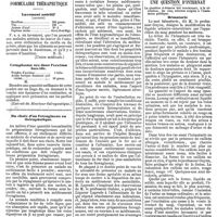 0917 - A - Mercr. méd. Suppl. thérap. Formulaire thérapeutique. Lavement nutritif (Jaccoud). / Cataplasme sec dans l'eczéma humide. / Du choix d'un ferrugineux en thérapeutique. [Dr Thiébault]. / Une question d'internat. Hématurie