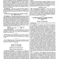 0927 - Page 239 - Mercr. méd. Sociétés savantes. Société de thérapeutique. Séance du 14 mai 1890. Les antagonistes en thérapeutique. / Modification aux paquets de sublimé confiés aux sages-femmes. / Société de biologie. Séance du 17 mai 1890. Hémorrhagie pulmonaire. / Tétanos expérimental. / Crachats verts. / Huitième réunion de la société française d'ophthalmologie (Fin)