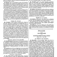 0940 - Page 252 - Mercr. méd. Sociétés savantes. Société anatomique de Paris. Coxalgie au début. / Cancer de l'estomac. / Gomme du cerveau. / Tumeurs mixtes de la parotide. / Grossesse extra-utérine. / Hernies étranglées. / Rigidité du col utérin. / Étranger. Allemagne. Société de dermatologie de Berlin. Séance du 6 mai 1890. La sidérose des meuniers