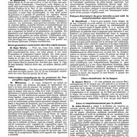 0942 - Page 254 - Mercr. méd. Étranger. Angleterre. Société pathologique de Londres. Séance du 20 mai 1890. Sarcome calcifiant de la mamelle. / Néphrite conjonctive post-scarlatineuse (petit rein blanc). / Reins granuleux contractés chez des sujets jeunes. / Tuberculose compliquée de la présence de l'aspergillus niger et simulant l'actinomycose. / Hémianopsie avec ramollissement du cuneus gauche. / Polypes disséminés du gros intestin ayant subi la transformation cancéreuse. / Fibro-chondrome de la langue. / Eaux et empoisonnement par le plomb