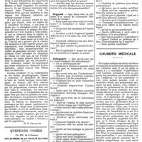 0948 - Page D - Mercr. méd. Suppl. thérap. Le régime et les phosphates. [Dr D. Delattre]. / Questions posées par MM. le Professeurs. Aux examens de la faculté de Paris. 2e Doctorat (2e partie). / Causerie médicale. [Dr Lefranc]