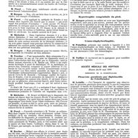 0953 - Page 261 - Mercr. méd. Sociétés savantes. Société de chirurgie. Séance du 28 mai 1890. Extirpation du rectum. / Hypertrophie congénitale du pied. / Urano-staphylorrhaphie. / Société médicale des hôpitaux. Séance du 30 mai 1890. Pleurésie purulente par diplobacille de Friedlaender