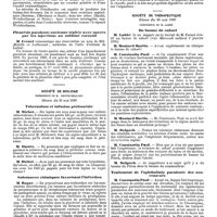 0954 - Page 262 - Mercr. méd. Sociétés savantes. Société médicale des hôpitaux. Séance du 30 mai 1890. Pleurésie purulente par diplobacille de Friedlaender. / Pleurésie purulente ancienne traitée avec succès par les injections au sublimé corrosif. / Société de biologie. Séance du 31 mai 1890. Tuberculose et infusion péritonéale. / Substances chimiques favorisant l'infection. / Société de thérapeutique. Séance du 28 mai 1890. Du baume de cahori. / Traitement de l'ophthalmie purulente des nouveau-nés